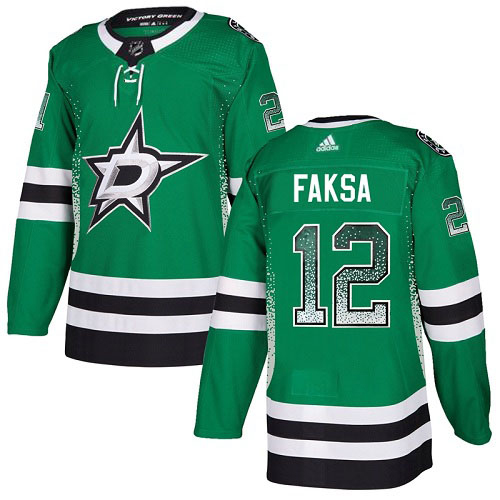Adidas Men Dallas Stars #12 Radek Faksa Green Home Authentic Drift Fashion Stitched NHL Jersey->dallas stars->NHL Jersey